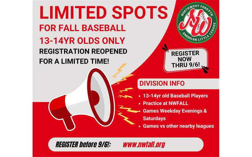 LIMITED TEEN BASEBALL REG OPEN